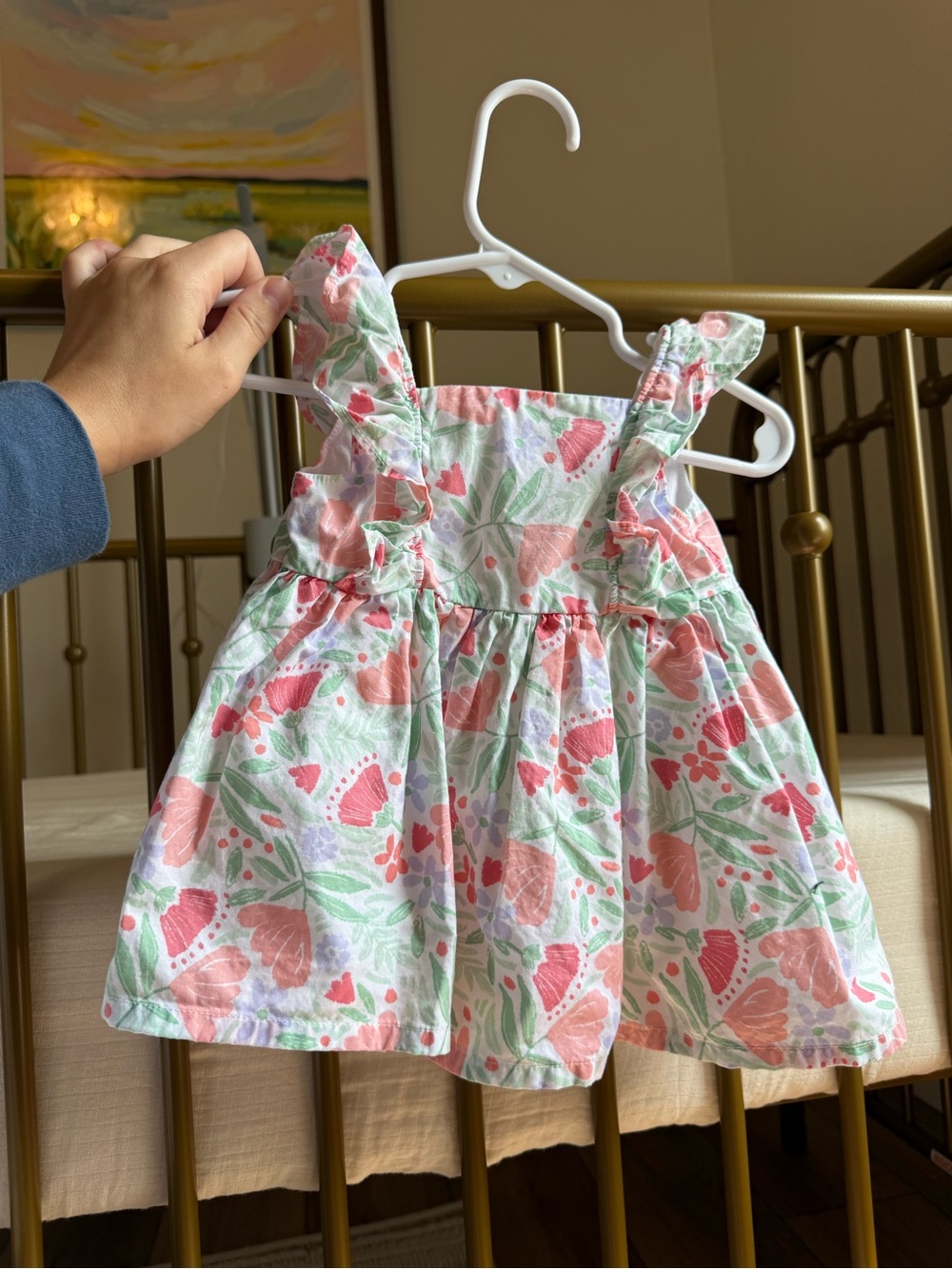 Carter's White Dress with Pink & Green Floral Print